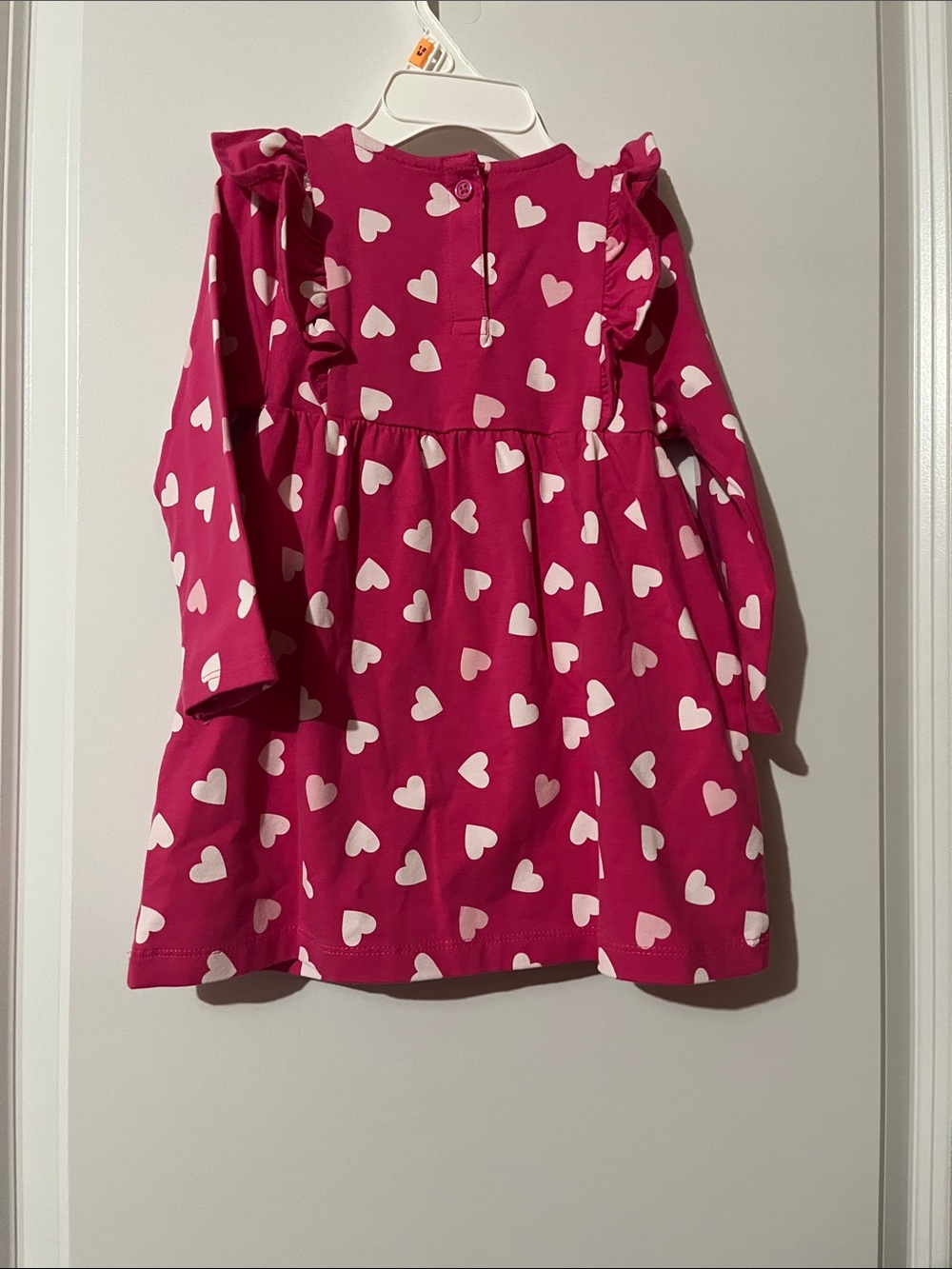 Crewcuts Pink Heart-Print Ruffle Shoulder Dress - Picture 3 of 5